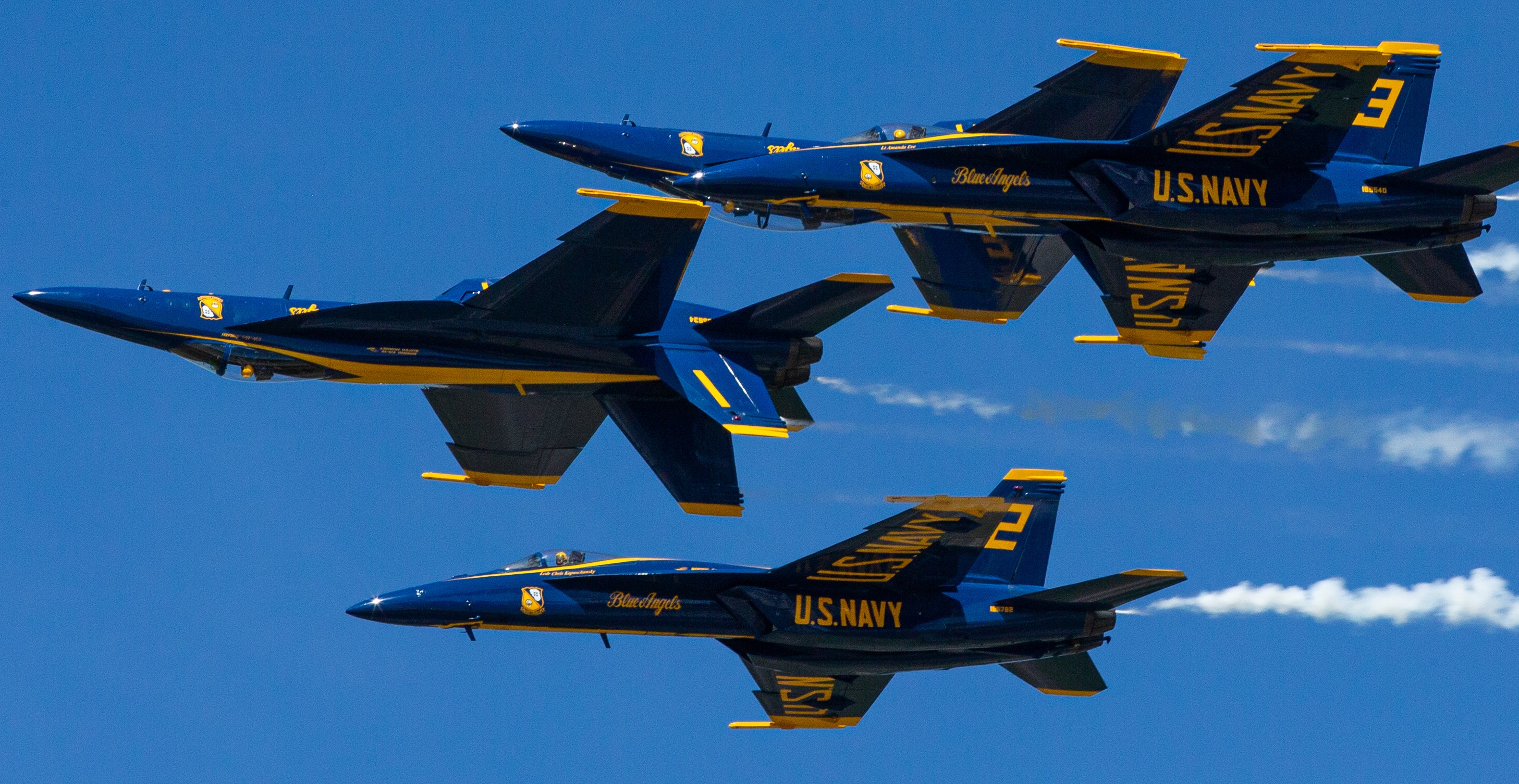 Blue Angels aircraft in close formation